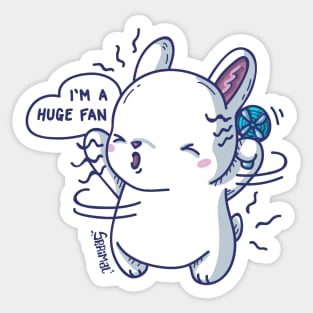 Kawaii Cute fan bunny saying "I'm a huge fan" pun Sticker